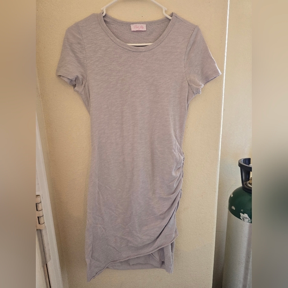 Pink Lily Dresses & Skirts - Pink Lily Gray Ruched T-Shirt Dress | Small